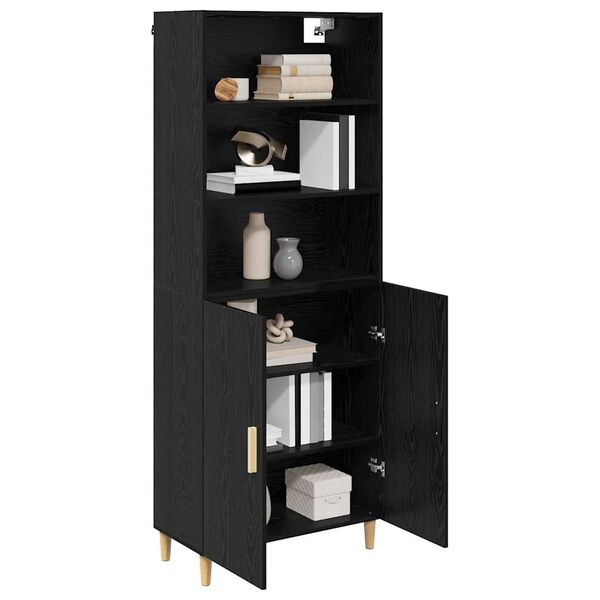 vidaXL Highboard &Mu;&alpha;ύ&rho;&eta; &Omicron;&xi;&upsilon;ά 69,5 x 32,5 x 180 &epsilon;&kappa; &Epsilon;&pi;&epsilon;&xi;&epsilon;&rho;&gamma;&alpha;&sigma;&mu;έ&nu;&omicron; &xi;ύ&lambda;&omicron;