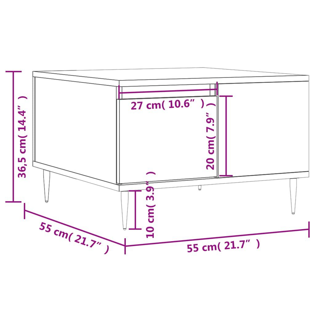 vidaXL Τραπεζάκι Σαλονιού Καφέ Δρυς 55x55x36,5 εκ. Επεξεργασμένο Ξύλο