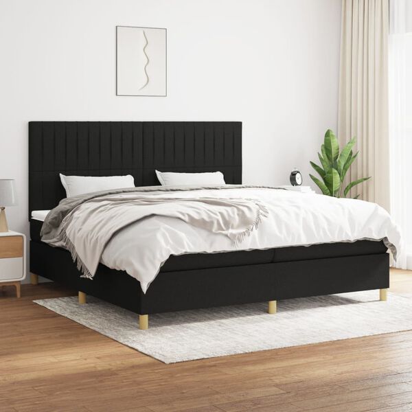 vidaXL &Kappa;&rho;&epsilon;&beta;ά&tau;&iota; Boxspring &mu;&epsilon; &Sigma;&tau;&rho;ώ&mu;&alpha; &Mu;&alpha;ύ&rho;&omicron; 200x200 &epsilon;&kappa;. &Upsilon;&phi;&alpha;&sigma;&mu;ά&tau;&iota;&nu;&omicron;