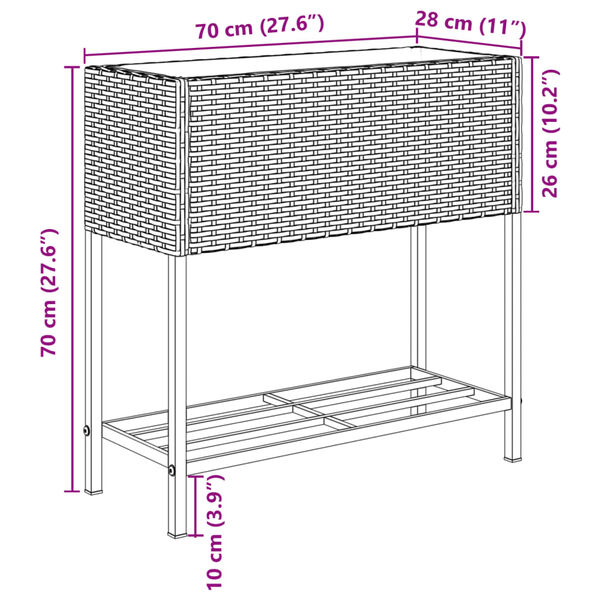 vidaXL Γλάστρες Κήπου με Ράφια 2 τεμ. Γκρι 70x28x70 εκ Συνθ. Ρατάν