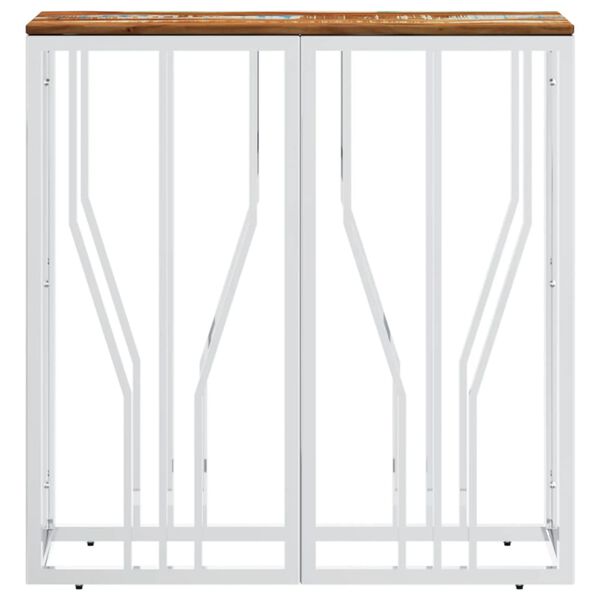 vidaXL Τραπέζι Κονσόλα Ασημί Ανοξείδωτο Ατσάλι & Μασίφ Ανακ. Ξύλο