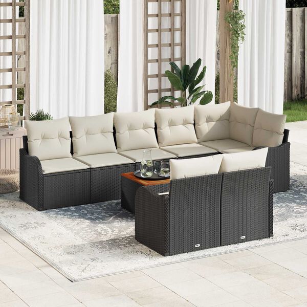 vidaXL Σετ Καναπέ Κήπου 9 pcs Μαύρο και λευκό