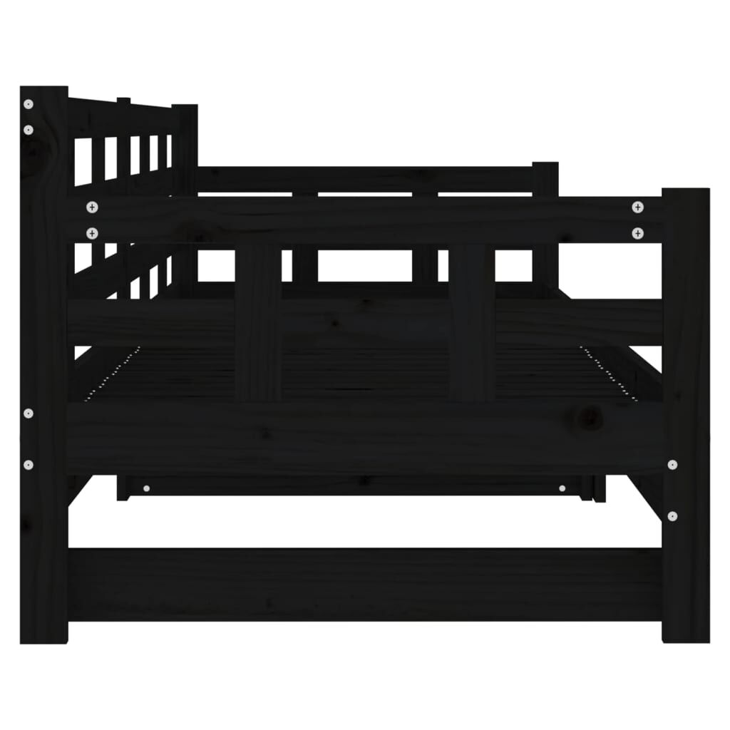 vidaXL Καναπές Κρεβάτι Συρόμενος Μαύρος 2x(80x200) εκ. από Μασίφ Πεύκο