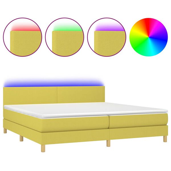 vidaXL &Kappa;&rho;&epsilon;&beta;ά&tau;&iota; Boxspring &mu;&epsilon; &Sigma;&tau;&rho;ώ&mu;&alpha; & LED &Pi;&rho;ά&sigma;&iota;&nu;&omicron; 200x200 &epsilon;&kappa; &Upsilon;&phi;&alpha;&sigma;&mu;ά&tau;&iota;&nu;&omicron;