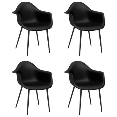 vidaXL Καρέκλες Τραπεζαρίας 4 τεμ. Μαύρες από Πολυπροπυλένιο