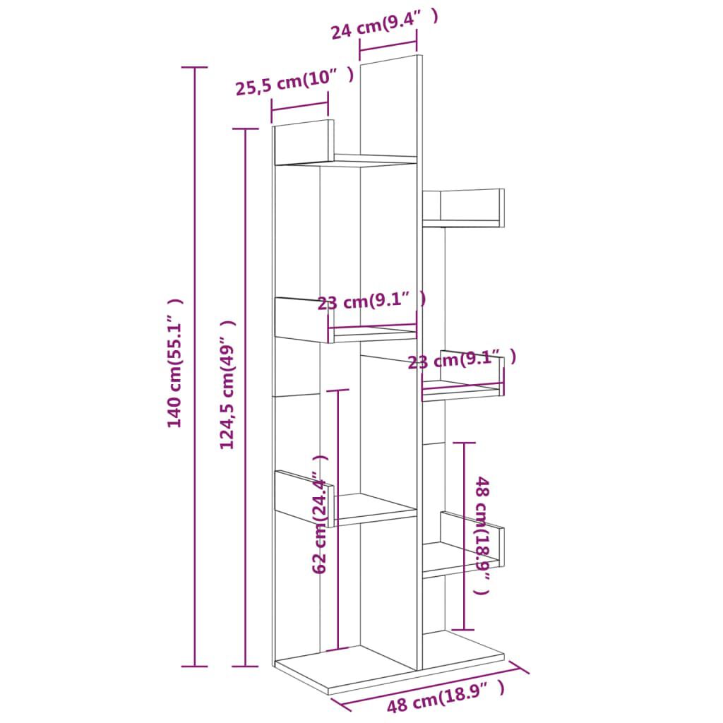 vidaXL Βιβλιοθήκη Γκρι Sonoma 48x25,5x140 εκ. από Επεξεργασμένο Ξύλο
