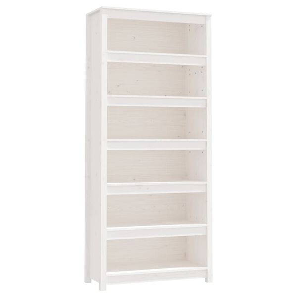 vidaXL Βιβλιοθήκη Λευκή 80x35x183 εκ. από Μασίφ Ξύλο Πεύκου