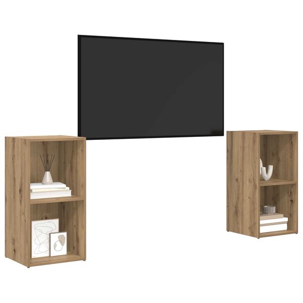 vidaXL Σετ επίπλου τηλεόρασης 2 pcs Χειροποίητη δρυς 72 x 35 x 36.5 cm