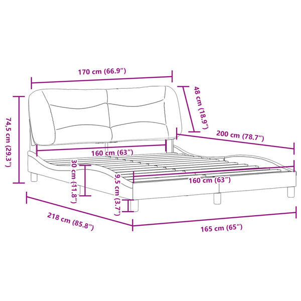 vidaXL Πλαίσιο Κρεβατιού με Κεφαλάρι Λευκό 160x200 εκ. Συνθετικό Δέρμα
