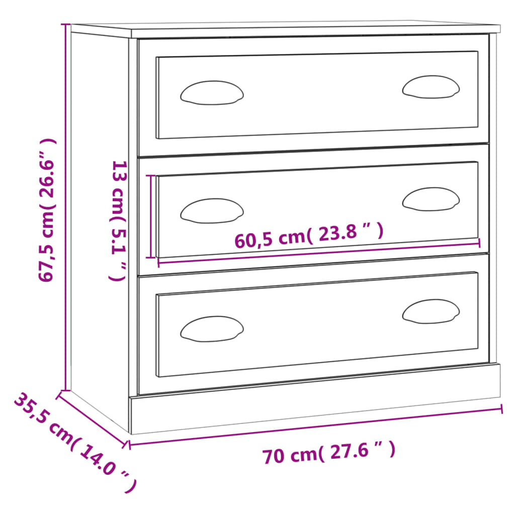 vidaXL Μπουφές Γκρι Sonoma 70x35,5x67,5 εκ. από Επεξεργασμένο Ξύλο