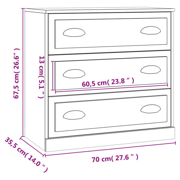 vidaXL Μπουφές Γκρι Sonoma 70x35,5x67,5 εκ. από Επεξεργασμένο Ξύλο