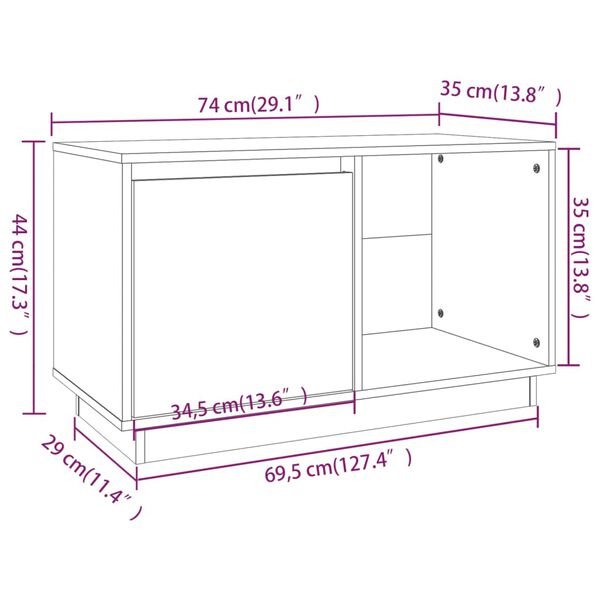 vidaXL Έπιπλο Τηλεόρασης Λευκό 74 x 35 x 44 εκ. από Μασίφ Ξύλο Πεύκου