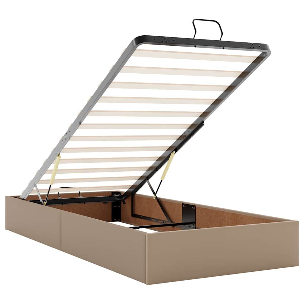 vidaXL Οθωμανικό κρεβάτι με στρώμα & LEDs Cappucino Faux Leather