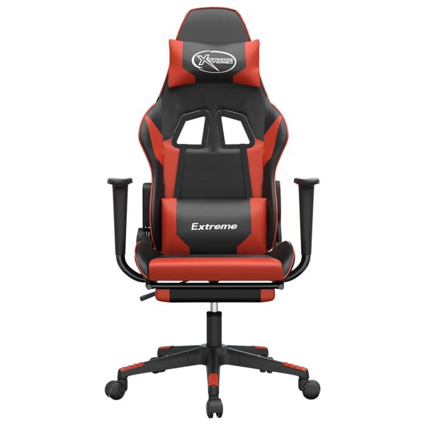 vidaXL Καρέκλα Gaming Μασάζ Υποπόδιο Μαύρο/Κόκκινο από Συνθετικό Δέρμα