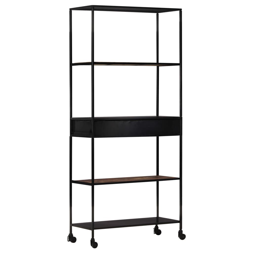 vidaXL Βιβλιοθήκη 80x35x180 εκ. από Ακατέργαστο Ξύλο Μάνγκο & Σίδηρο