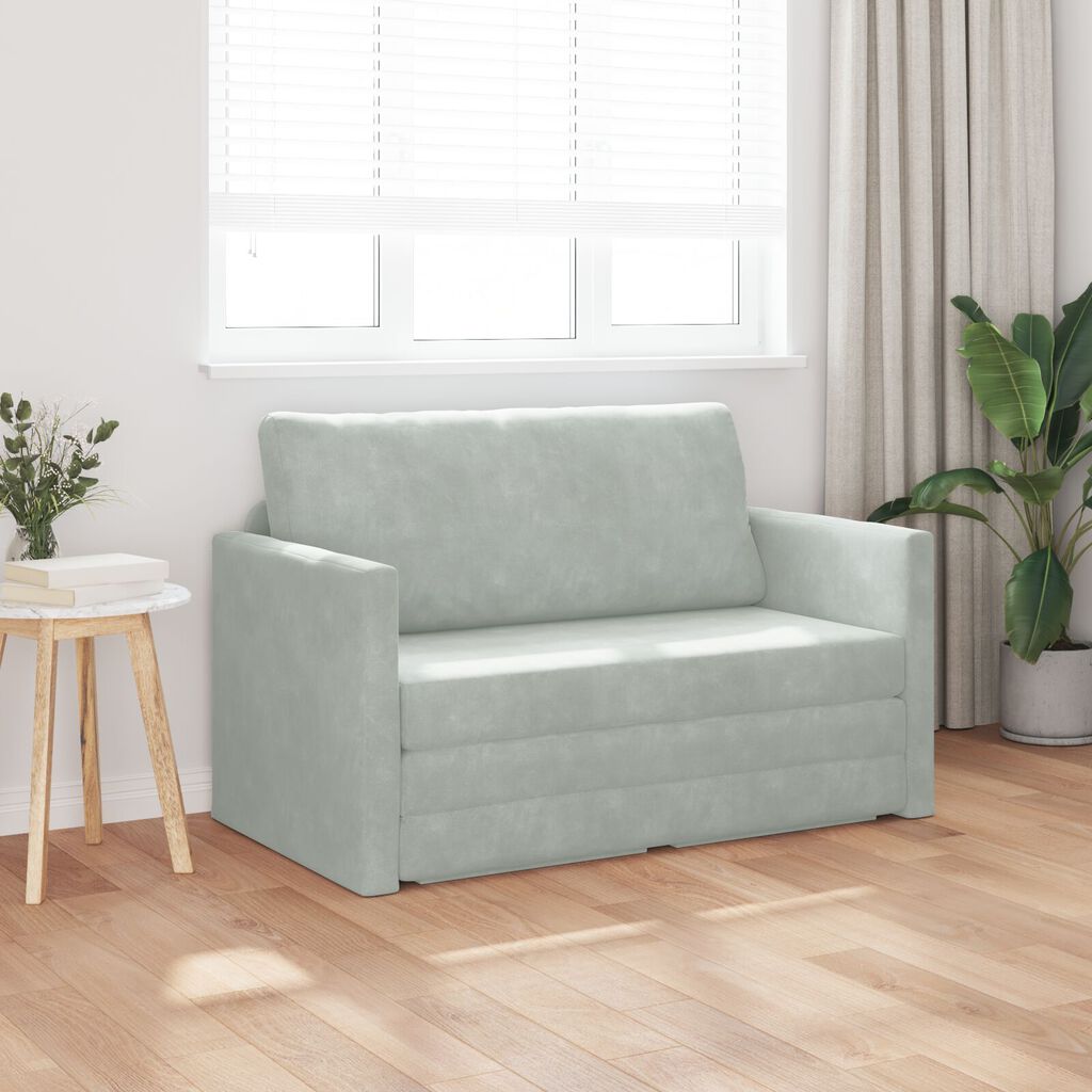 vidaXL Καναπές Κρεβάτι 2-σε-1 Ανοιχτό Γκρι 124x204x61 εκ. Βελούδο
