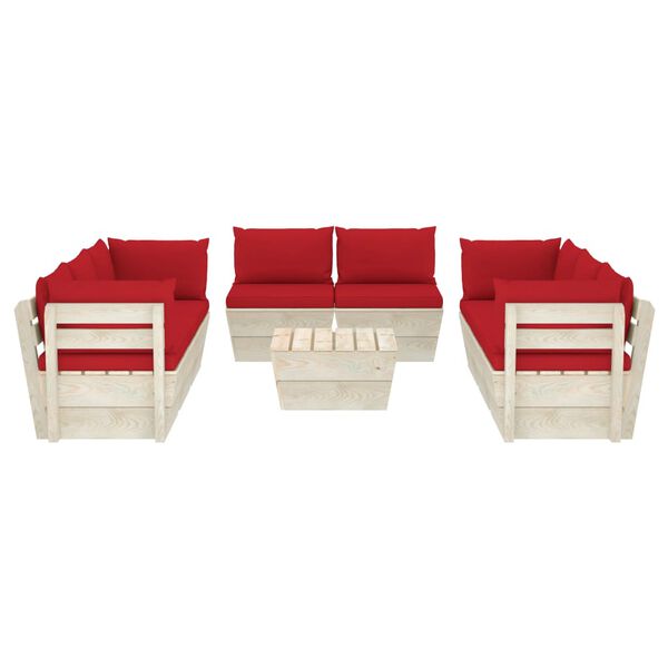 vidaXL Σαλόνι Κήπου από Παλέτες 9 τεμ. Ξύλο Ερυθρελάτης με Μαξιλάρια