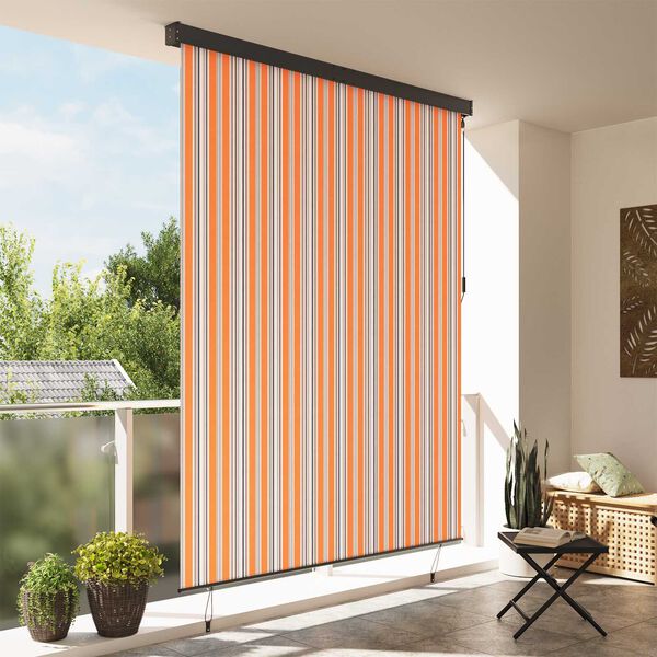 vidaXL Εξωτερικό ρολό Ριγέ Κίτρινο και μπλε 220 x 250 cm ύφασμα