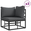 vidaXL Σετ Καναπέ Κήπου με μαξιλάρι 11 pcs Μαύρο Αλουμίνιο