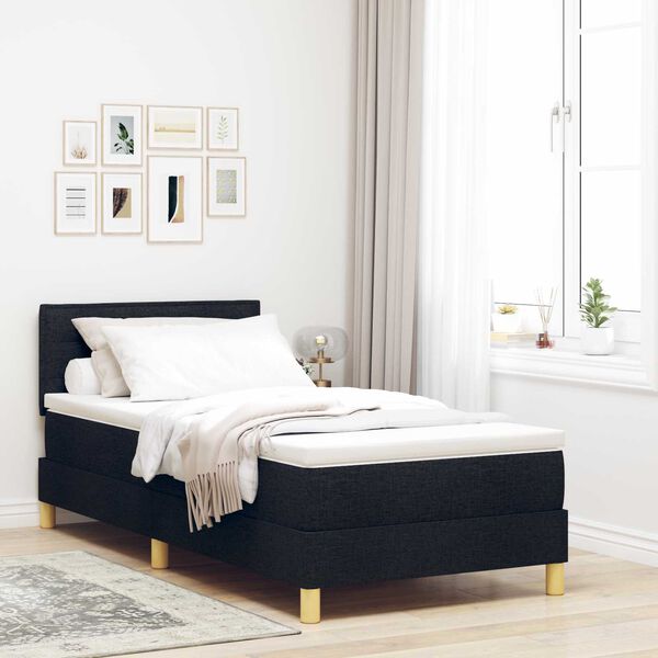 vidaXL Κρεβάτι Box Spring με Στρώμα Μαύρο 80x200 εκ Ύφασμα
