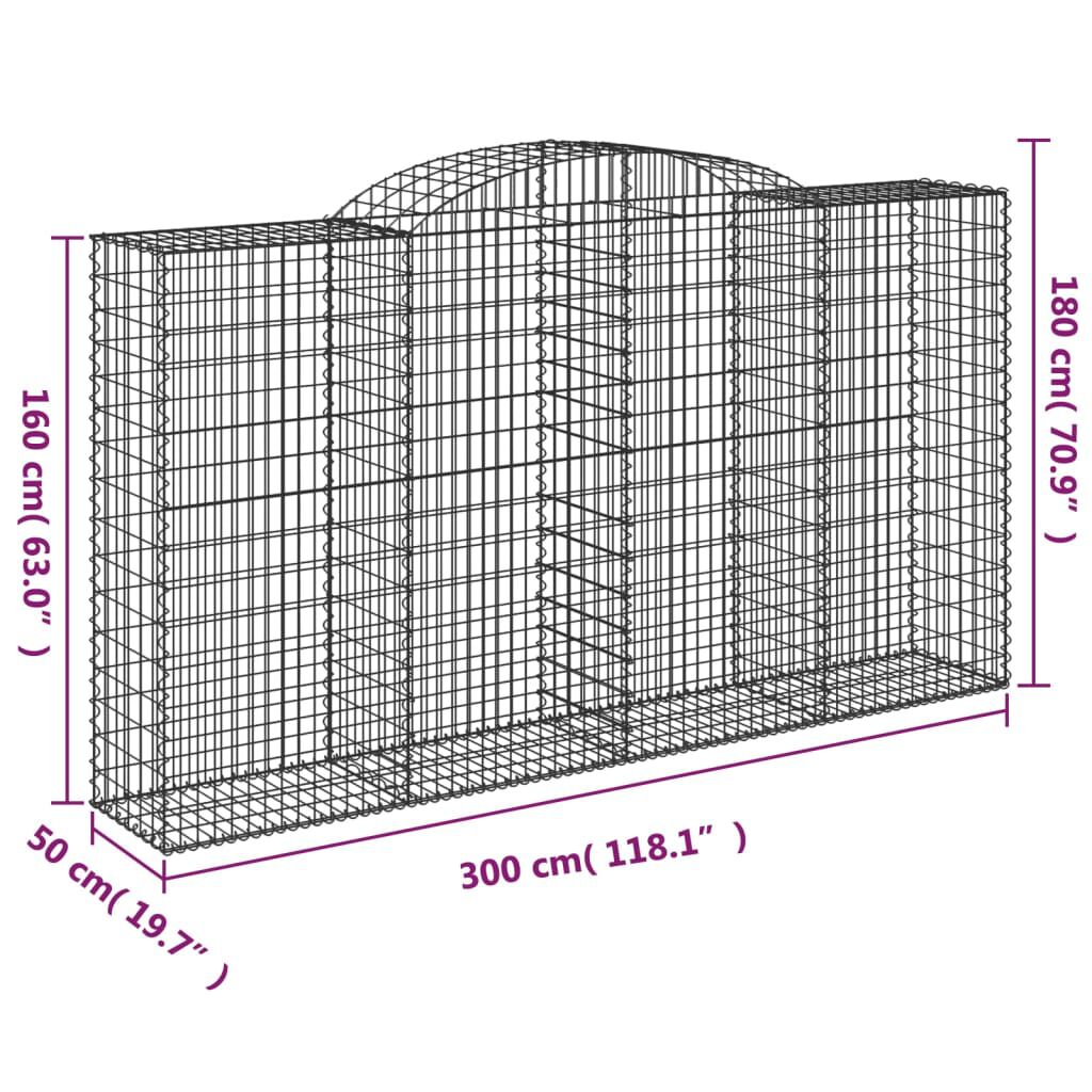 vidaXL Συρματοκιβώτια Τοξωτά 13 τεμ. 300x50x160/180 εκ. Γαλβαν. Ατσάλι