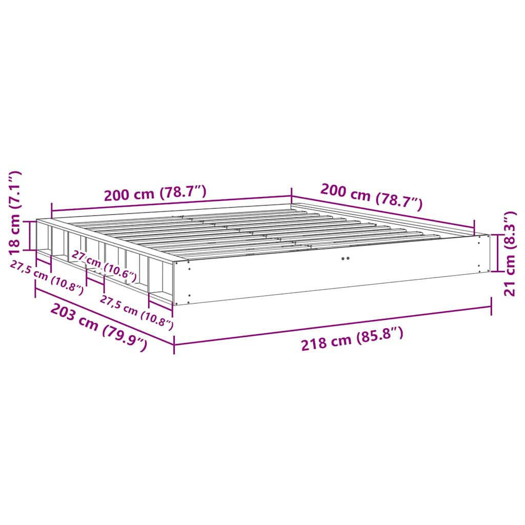 vidaXL Πλαίσιο κρεβατιού χωρίς στρώμα 200x200 cm μασίφ ξύλο δρυς