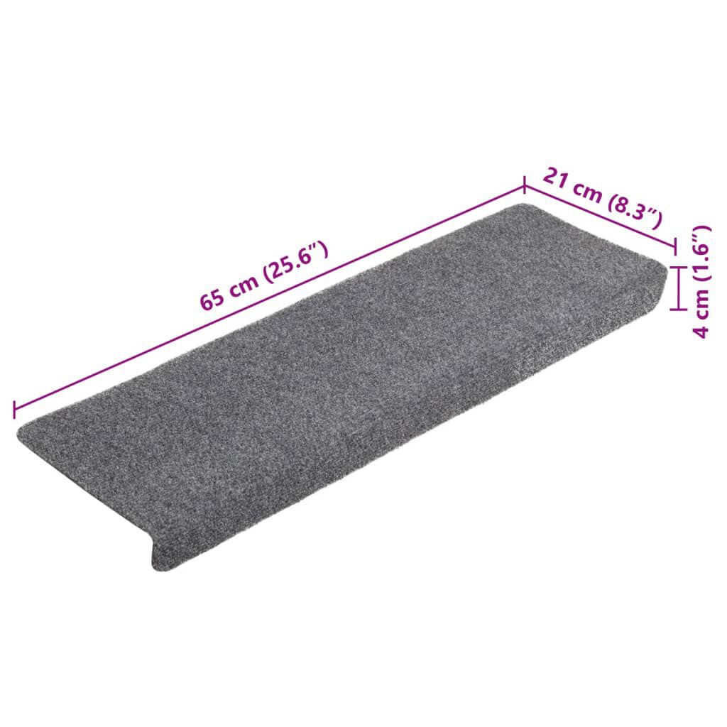 vidaXL Πατάκια Σκάλας 5 τεμ. Ανοιχτό Γκρι 65x21x4 εκ. Βελονιασμένα