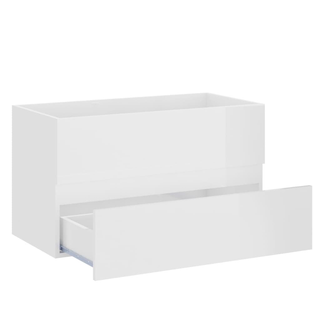 vidaXL Ντουλάπι Νιπτήρα Γυαλιστερό Λευκό 80x38,5x45 εκ. από Επεξ. Ξύλο