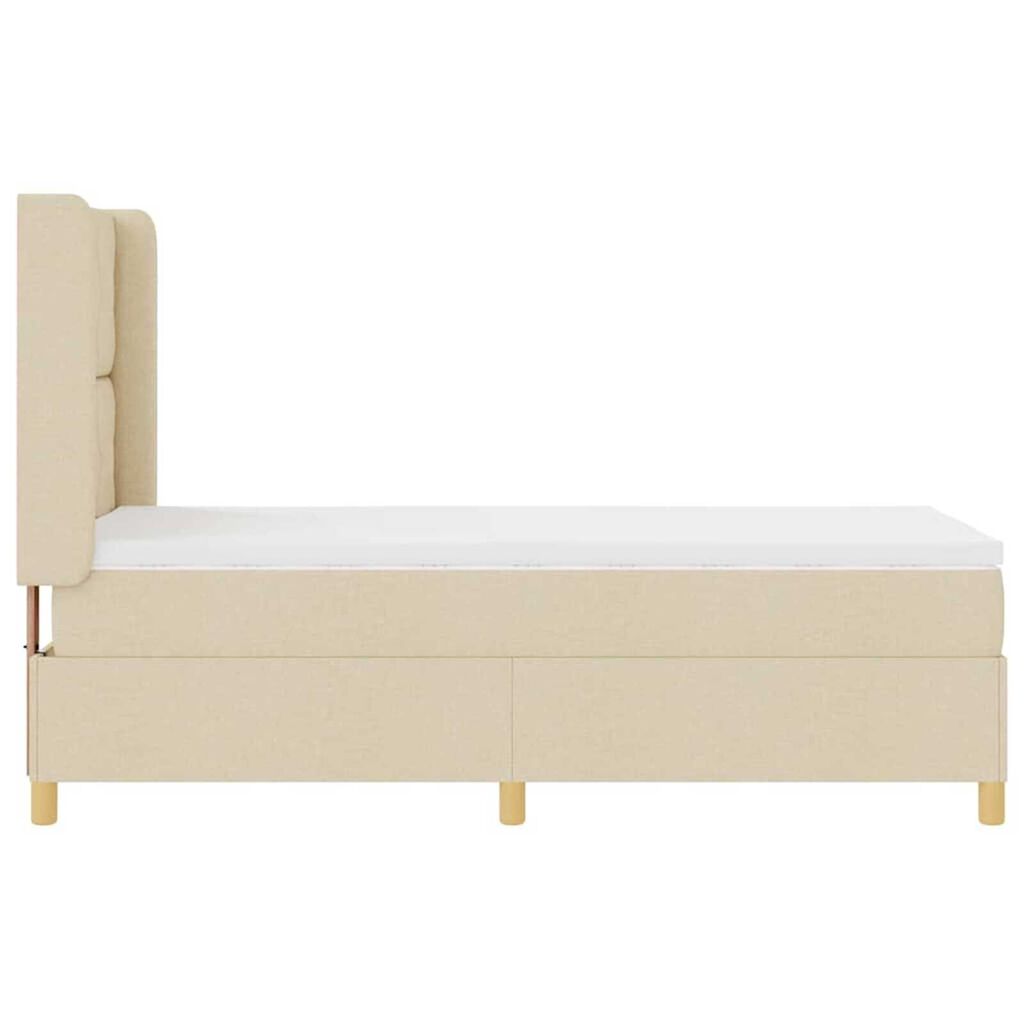 vidaXL Κρεβάτι με ελατήρια με στρώμα Κρεμ 90 x 190 cm ύφασμα