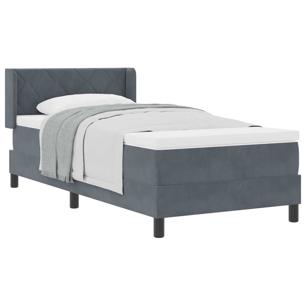 Κρεβάτι Box Spring με Στρώμα vidaXL Σκούρο Γκρι 100x200 εκ Βελούδο
