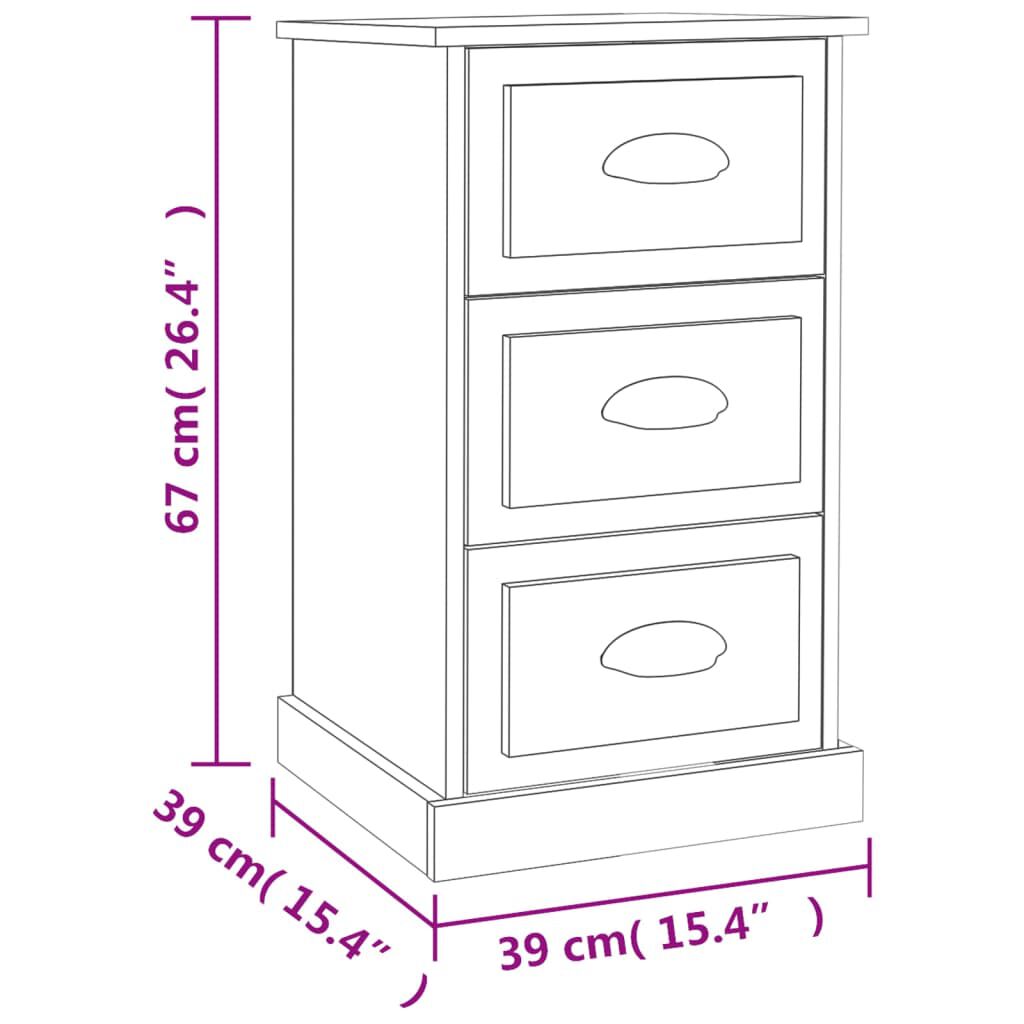 vidaXL Κομοδίνο Καπνιστή Δρυς 39x39x67 εκ. από Επεξεργασμένο Ξύλο