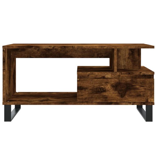 vidaXL Τραπεζάκι Σαλονιού Καπνιστή Δρυς 90x49x45 εκ. Επεξεργασμ. Ξύλο