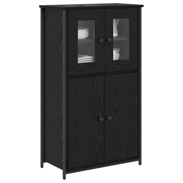 vidaXL Highboard &Mu;&alpha;ύ&rho;&eta; &Omicron;&xi;&upsilon;ά 62 x 32 x 106,5 &epsilon;&kappa; &Epsilon;&pi;&epsilon;&xi;&epsilon;&rho;&gamma;&alpha;&sigma;&mu;έ&nu;&omicron; &xi;ύ&lambda;&omicron;