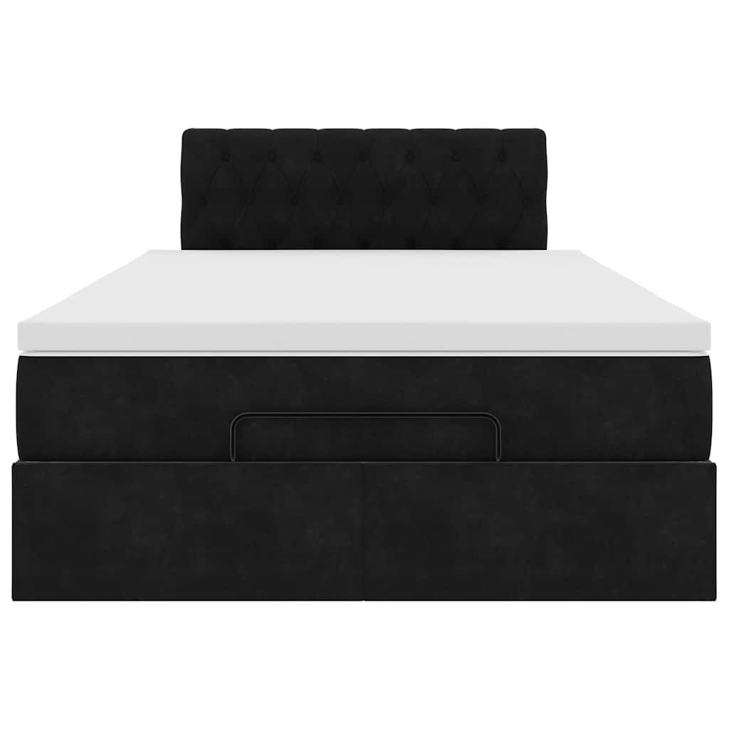 vidaXL Οθωμανικό κρεβάτι με στρώμα Μαύρο 120x190 cm Velvet