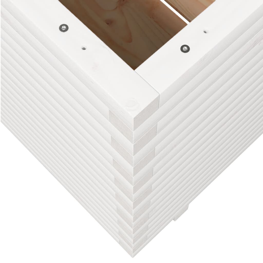 vidaXL Ζαρντινιέρα Κήπου Λευκή 50x50x72 εκ. από Μασίφ Ξύλο Πεύκου