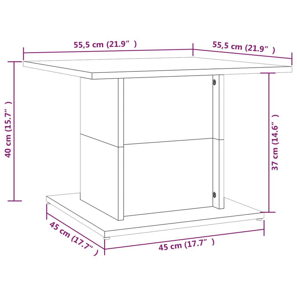 vidaXL Τραπεζάκι Σαλονιού Καπνιστή Δρυς 55,5x55,5x40 εκ. Επεξεργ. Ξύλο
