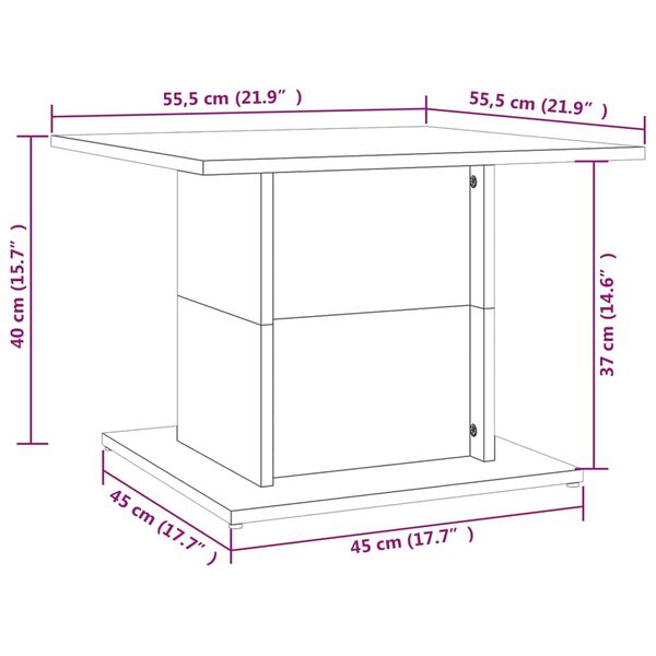 vidaXL Τραπεζάκι Σαλονιού Καπνιστή Δρυς 55,5x55,5x40 εκ. Επεξεργ. Ξύλο