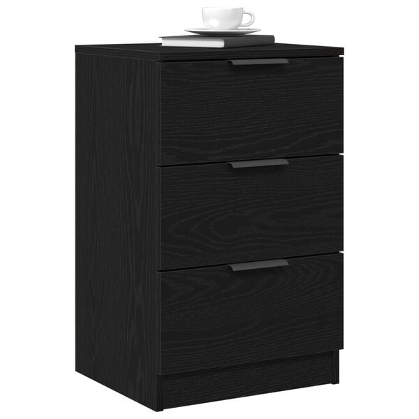 vidaXL Κομοδίνο 2 pcs Μαύρη δρυς 40 x 65 x 65 εκ. Επεξεργασμένο ξύλο