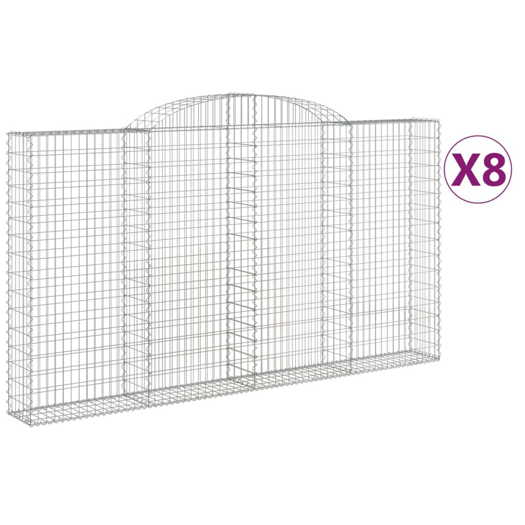 vidaXL Συρματοκιβώτια Τοξωτά 8 τεμ. 300x30x160/180 εκ. Γαλβαν. Ατσάλι