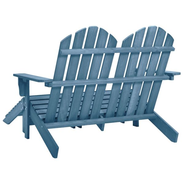 vidaXL Καρέκλα Κήπου Adirondack Διθέσια Μπλε Ξύλο Ελάτης & Υποπόδιο