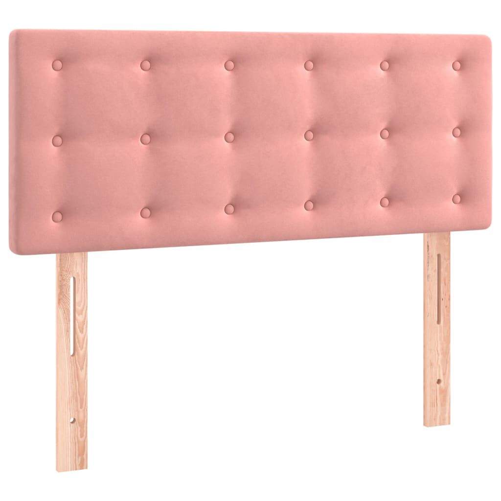 vidaXL Κρεβάτι Boxspring με Στρώμα Ροζ 90x200 εκ. Βελούδινο