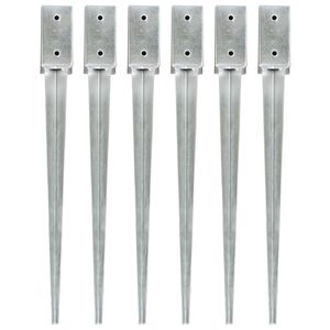vidaXL Στηρίγματα Εδάφους 6 τεμ. Ασημί 7x7x75 εκ. Γαλβανισμένο Ατσάλι