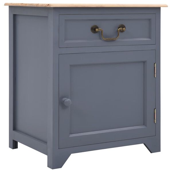 vidaXL Κομοδίνο Γκρι / Καφέ 40 x 30 x 50 εκ. από Ξύλο Παυλώνιας