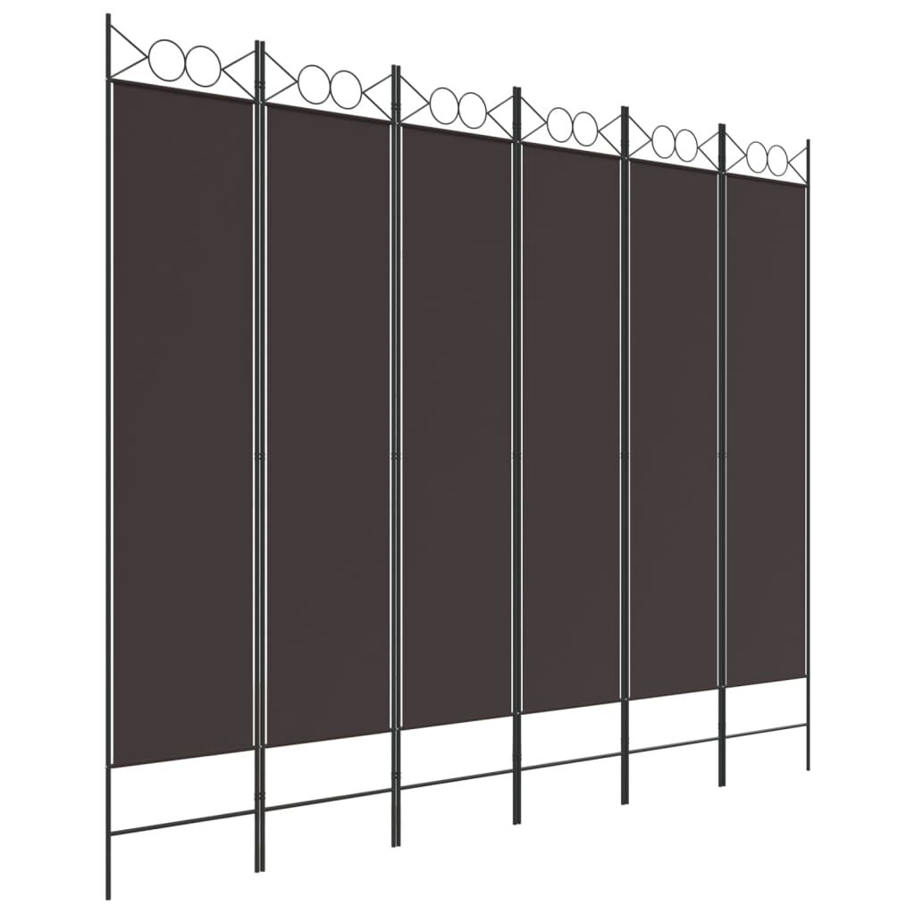 vidaXL Διαχωριστικό Δωματίου με 6 Πάνελ Καφέ 240x200 εκ. από Ύφασμα