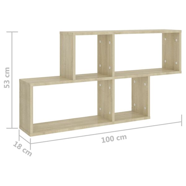 vidaXL Ράφι Τοίχου Sonoma Δρυς 100x18x53 εκ. από Επεξεργασμένο Ξύλο