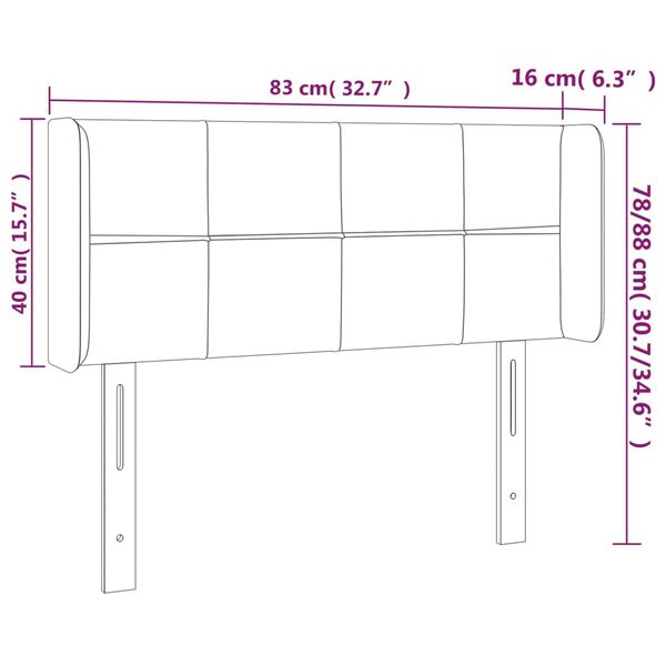 vidaXL Κεφαλάρι Κρεβατιού LED Μπλε 83x16x78/88 εκ. Υφασμάτινο