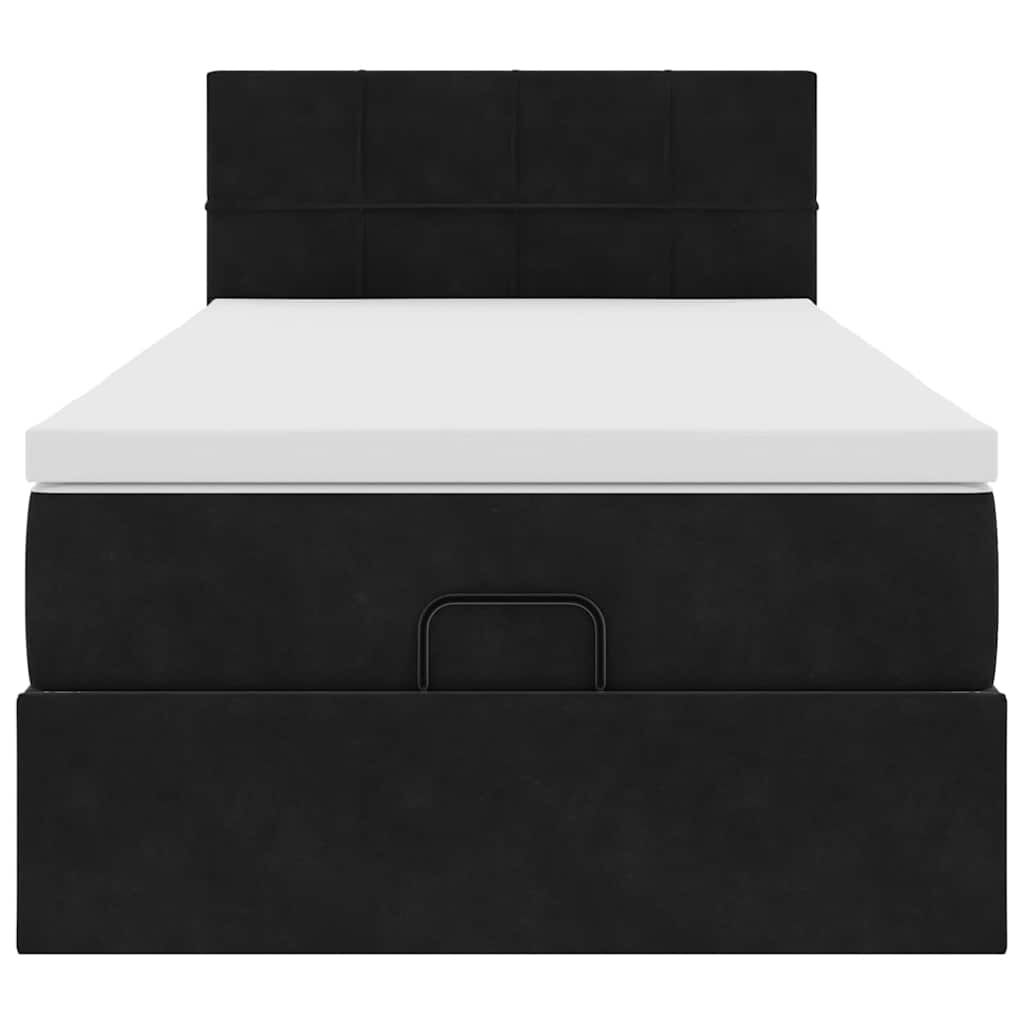 vidaXL Οθωμανικό κρεβάτι με στρώμα Μαύρο 90x190cm Velvet