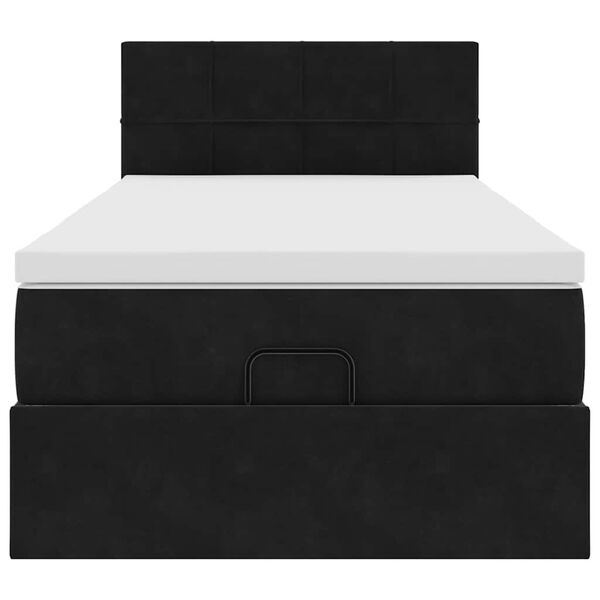 vidaXL Οθωμανικό κρεβάτι με στρώμα Μαύρο 90x190cm Velvet