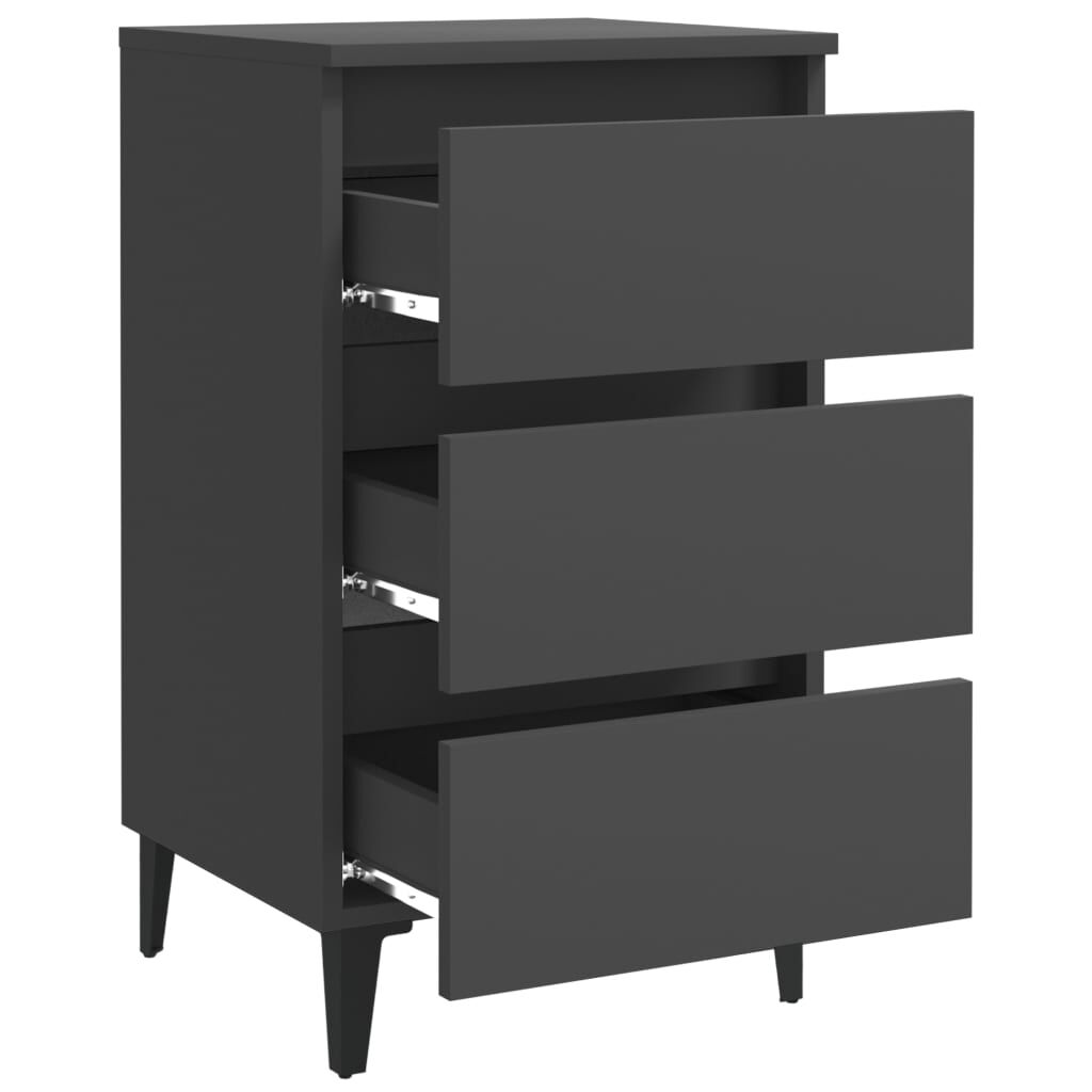 vidaXL Κομοδίνα 2 τεμ. Γκρι 40 x 35 x 69 εκ. με Μεταλλικά Πόδια