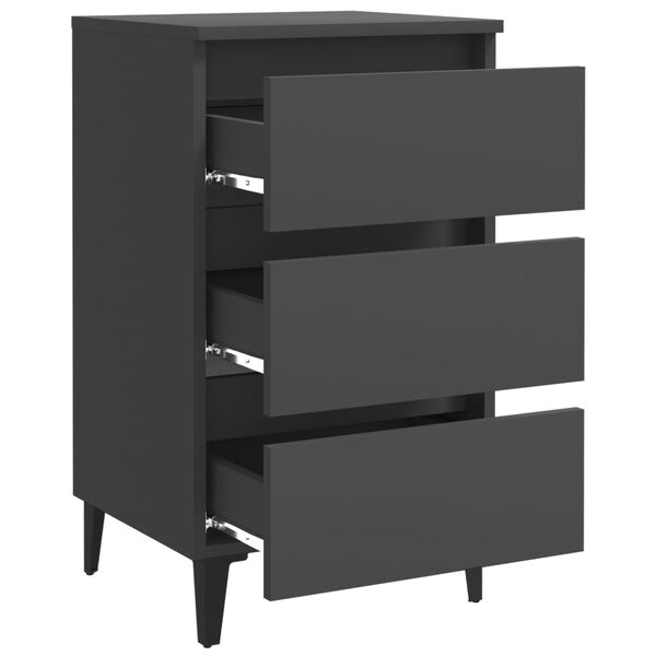 vidaXL Κομοδίνα 2 τεμ. Γκρι 40 x 35 x 69 εκ. με Μεταλλικά Πόδια